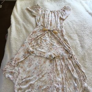 High low white romper with floral detail